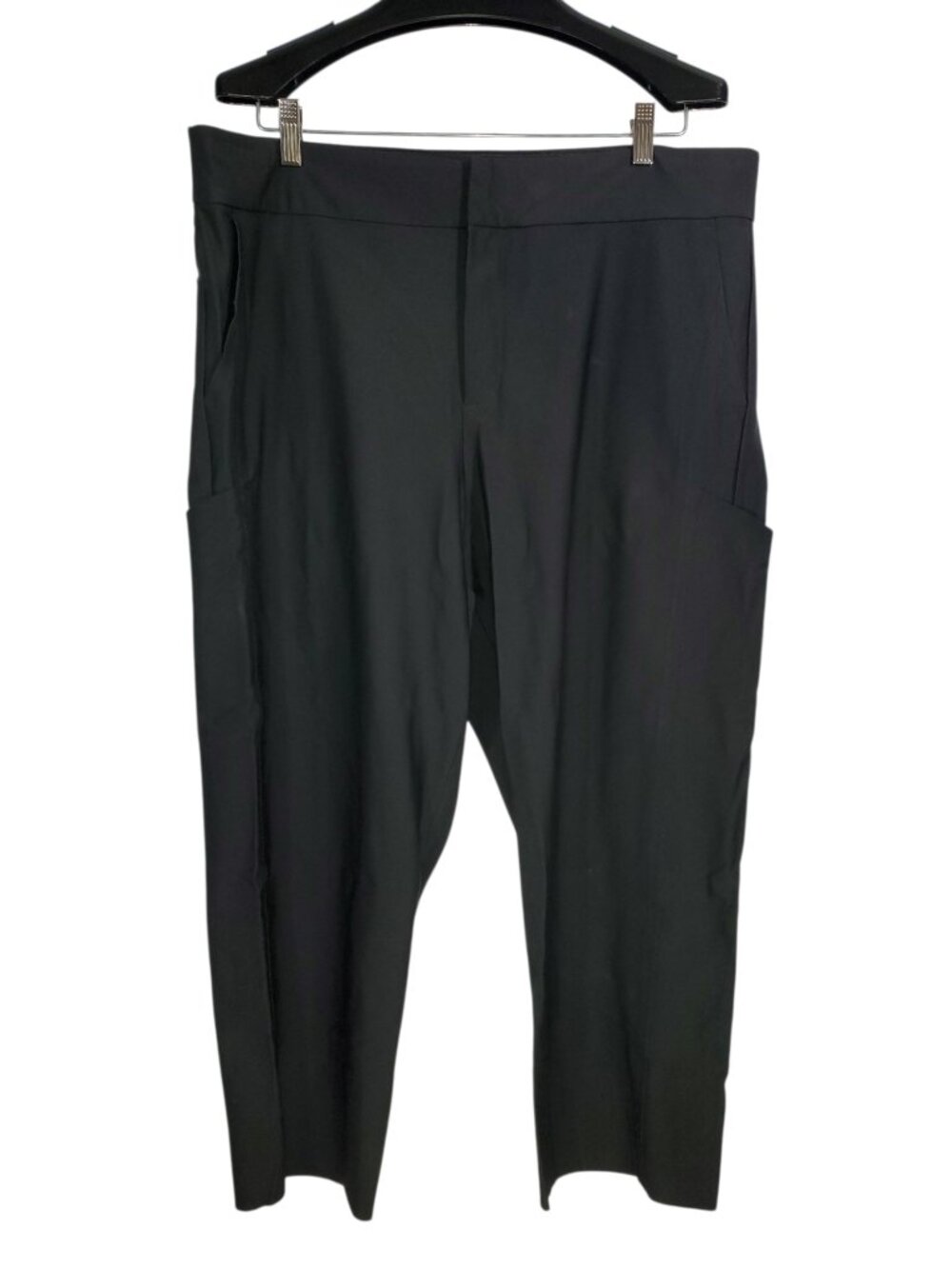 Athleta Stellar Straight Crop Pants Women's 18 Black Flat Front Office Stretch